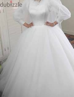 فستان زفاف + طرحه تل ٣متر 0