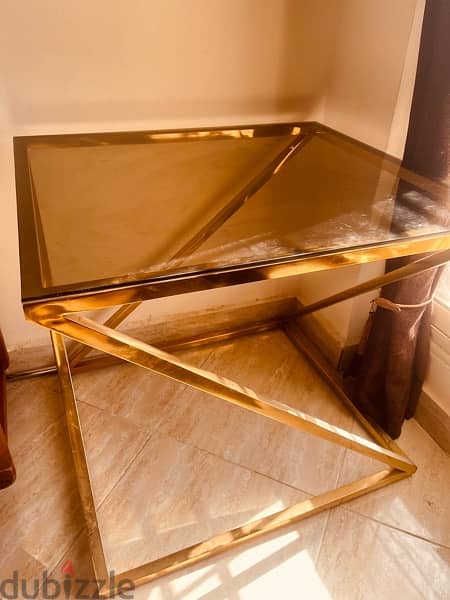 stainless steel gold table & tempered glass 3