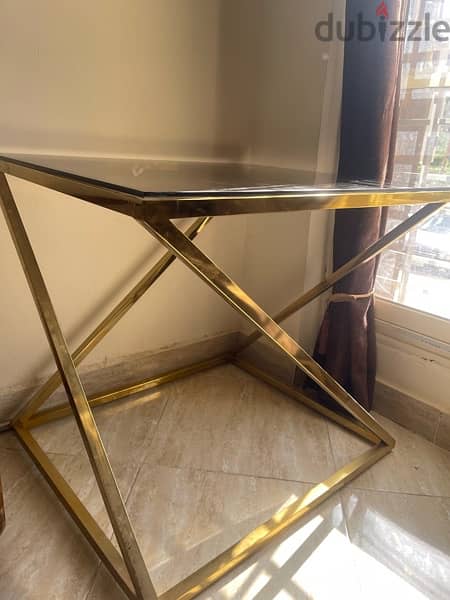 stainless steel gold table & tempered glass 4