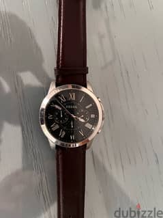 Fossil Used, Black dial, Brown Leather