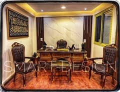 مكتب اثاث مكتبي بايوه كلاسيك خشب زان احمر مطعم بالنحاس