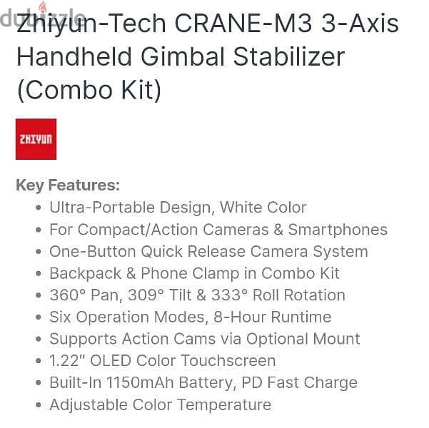 Sony ZV1 Camera + Zhiyun CRANE M3 3 Axis Gimbal Stabilizer 7