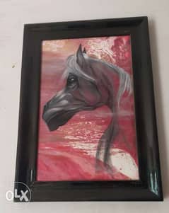 A painting, painted with oil, size 80 cm, with a wide black frame 0