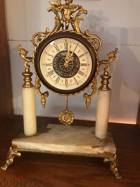 antique onyx and brass mantle clock 1
