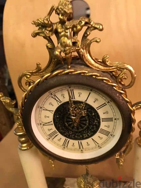 antique onyx and brass mantle clock 2