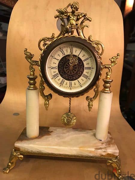 antique onyx and brass mantle clock 5