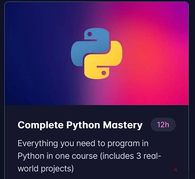 "كورس Python بفيديوهات سهلة التعلم ووصول مدى الحياة" 0