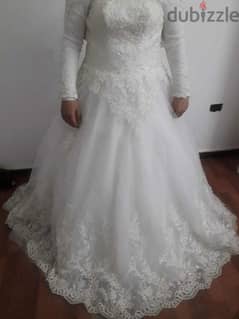 فستان زفاف تطريز سوري استعمال مره واحده للايجار او البيع 0