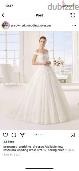 rosaclara wedding dress -size12 with vail