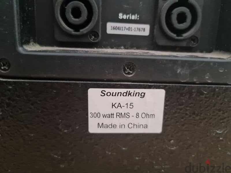 soundking 2 speakers ka15-300 Watts Rms 8 ohm for each one 4