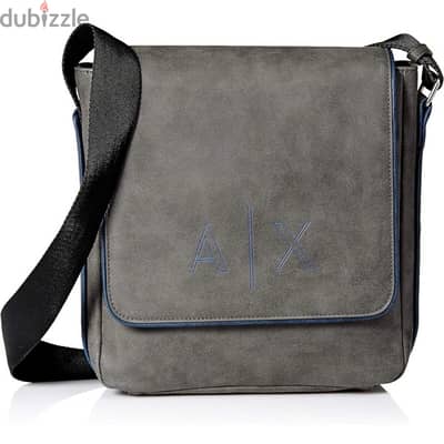 Armani Exchange Men's Foldover Reporter Bag, Grey/Blue, UNI