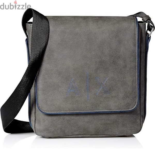 Armani Exchange Men's Foldover Reporter Bag, Grey/Blue, UNI 0