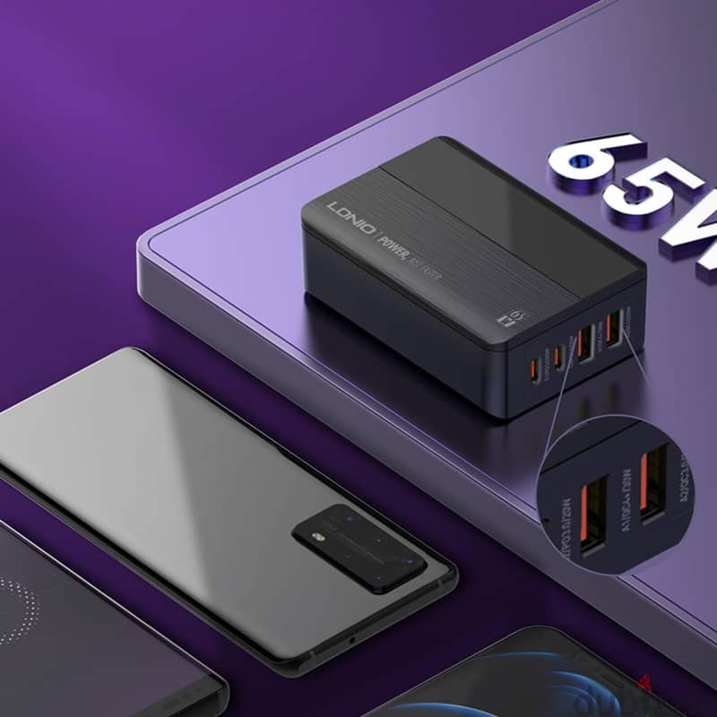 LDNIO 65W USB C Charger 4-Port with PD3.0+QC4.0, Multiport PPS Fast Ch 2