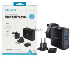 ANKER PowerPort III 3-Port 65W Charger with US/UK/EU Plugs for Travel 0