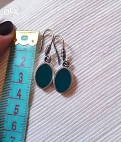 Silver earrings with emerald emanel 0