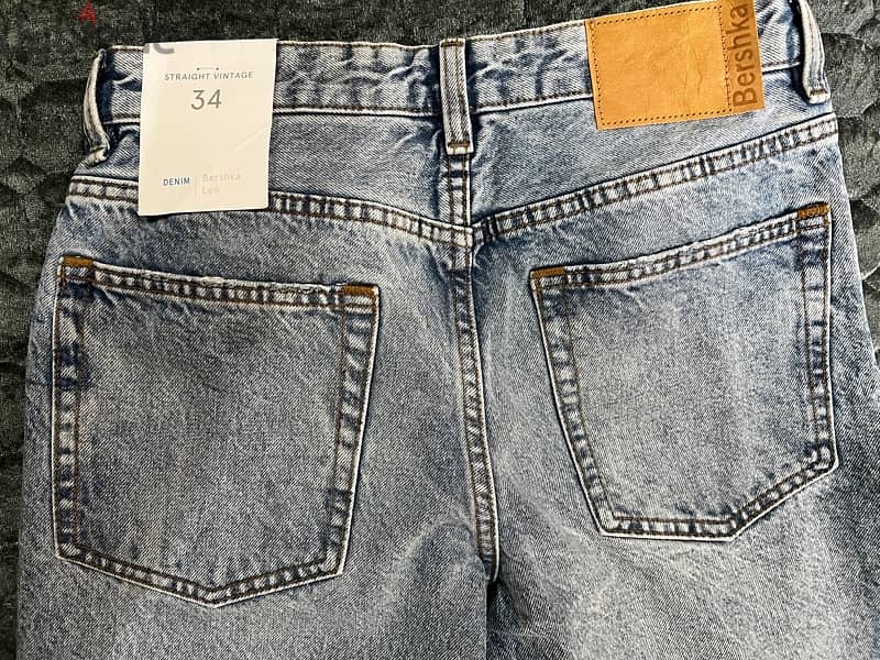 Bershka new straight jeans size 28 بريشكا جينز جديد مقاس ٢٨ 2