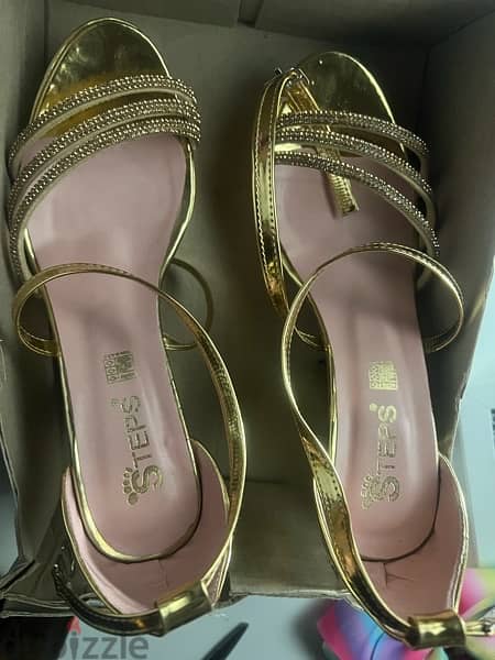 soiree heels  دهبي صندل gold sandals 1