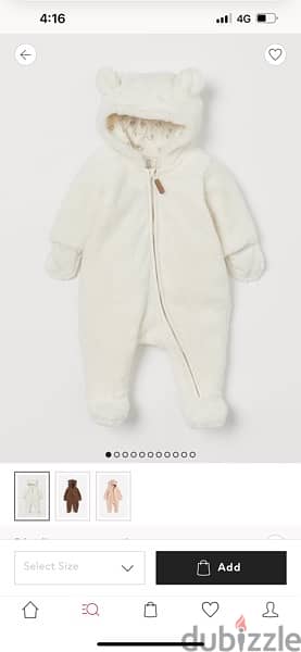 H&M baby bodysuit size 6-9 months white and brown color available 6