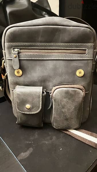 Full Grain Rugged Leather Cross bag - شنطه كروس جلد طبيعى 3