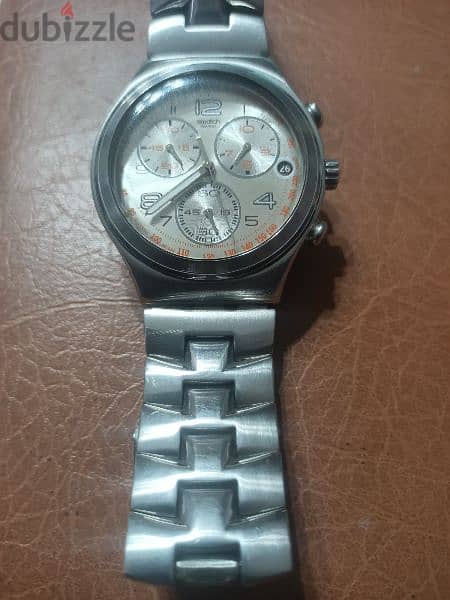 Swatch Men’s Irony Fast Code Chronograph Watch. Silver. YCS502G  فضى 0