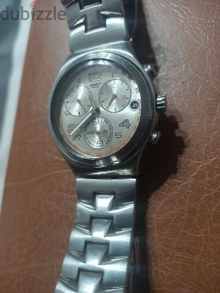 Swatch Men’s Irony Fast Code Chronograph Watch. Silver. YCS502G  فضى 2