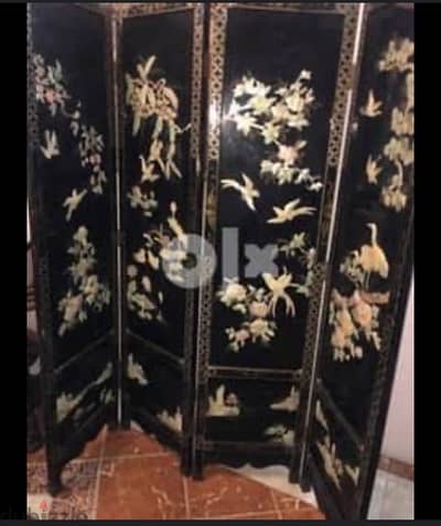 vintage chinese 4 panel room divider