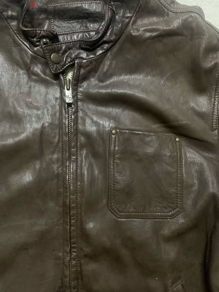 massimo dutti leather jacket size XL fitted110K 1