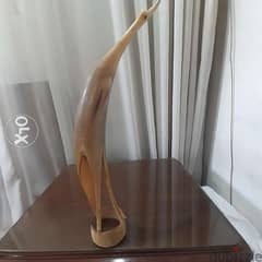 Vintage hand carved bull horn sculpture bird heron.