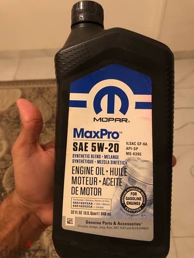 ORIGINAL MOPAR MINERAL ENGINE OIL SAE 5W20 MaxPro