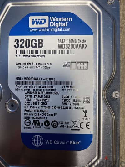 هارد ويسترن ديجيتال 320 جيجا Western Digital 320GB SATA