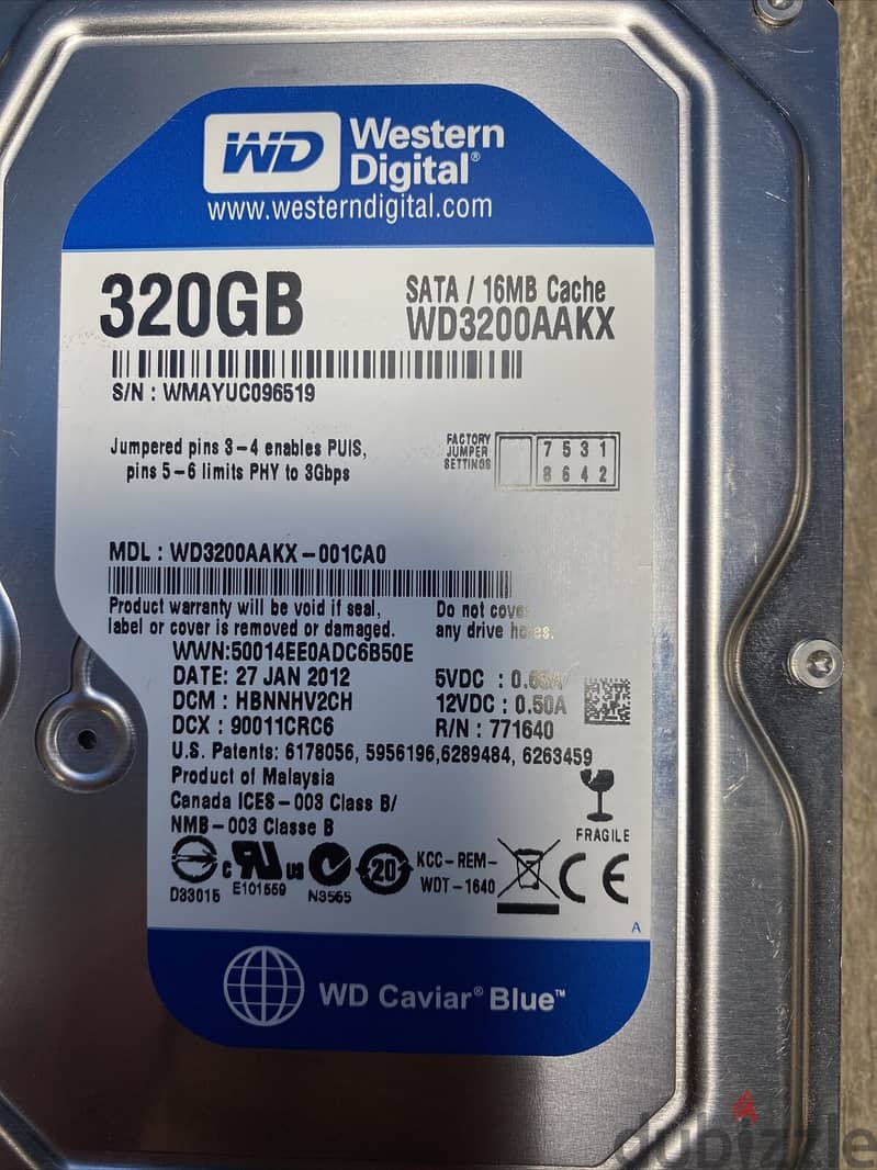 هارد ويسترن ديجيتال 320 جيجا Western Digital 320GB SATA 0