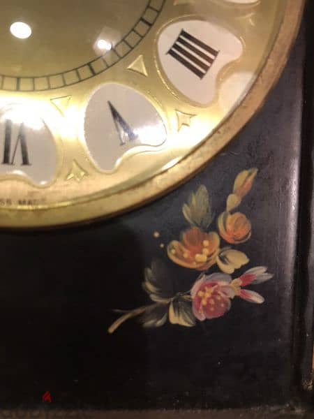 antique swiss clock stamped and signed hand painted 7