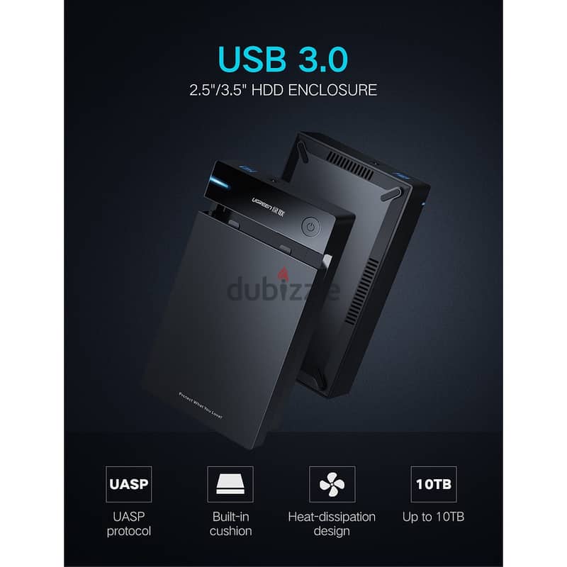 UGREEN SATA 3.5 or 2.5 Hard Drive Enclosure for USB 3.0 - Black Suppor 9