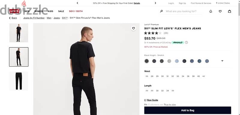 LEVI’S Slim fit black jeans 3