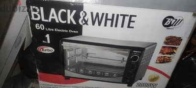فرن كهربائي بلاك اند وايت تيربو - ٦٠ لتر Black & White Electric Oven