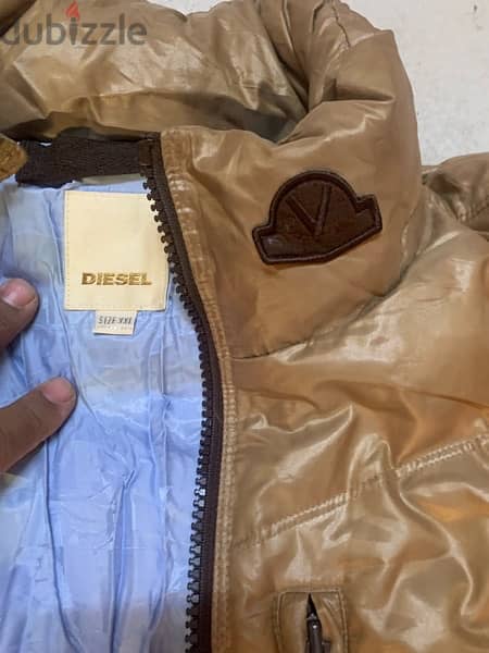 NWT  Diesel Jacket With Hoodie Adjustable Zipper Yellow Gold RARE 2XL 4