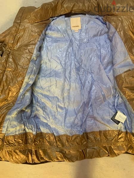 NWT  Diesel Jacket With Hoodie Adjustable Zipper Yellow Gold RARE 2XL 5