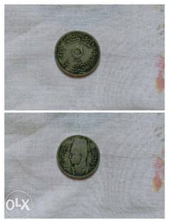 عملة معدنية قديمة ٥ مليمات في عهد الملك فاروق سنة ١٩٣٧ 0