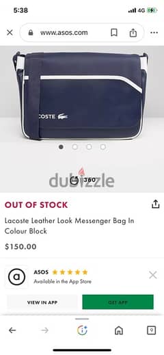 Lacoste Leather Look Messenger Bag
