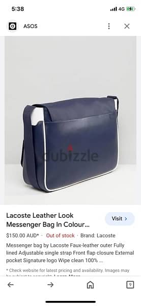 Lacoste Leather Look Messenger Bag 1