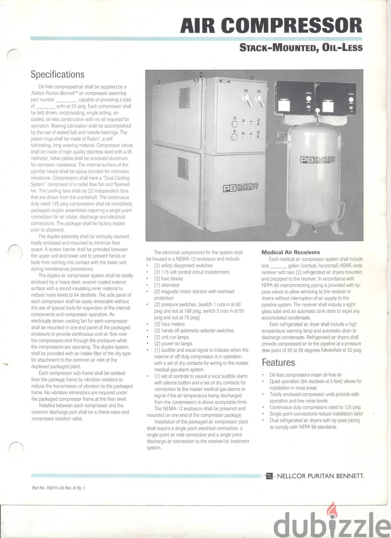 محطة هواء مضغوط-للاستعمال في المستشفيات الصغيرة-أمريكية-Air Compressor 1
