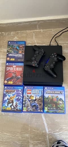 PS4 Slim 500gb with 2 Controllers 5 Games 0