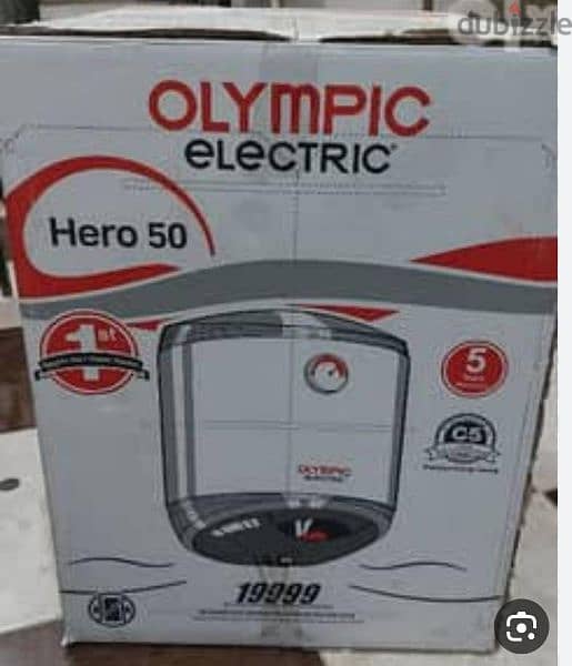 سخان كهربائي 50اتر أولمبيك بالكرتونة جديد متبرشم لم يستخدم نهائي 0
