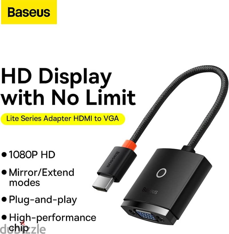 Baseus lite series adapter VGA to Hdmi محول فيجا الى اتش دى ام اى 1