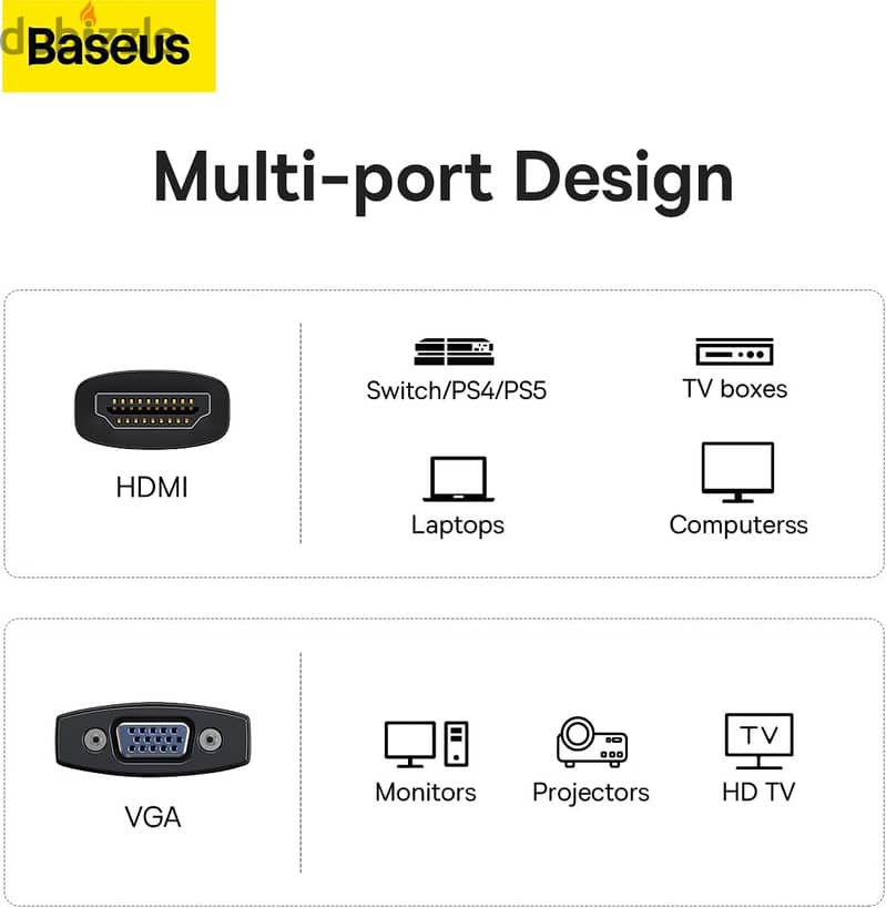 Baseus lite series adapter VGA to Hdmi محول فيجا الى اتش دى ام اى 4