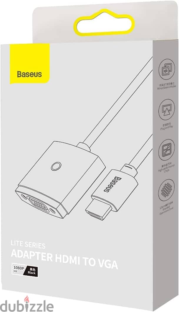 Baseus lite series adapter VGA to Hdmi محول فيجا الى اتش دى ام اى 8