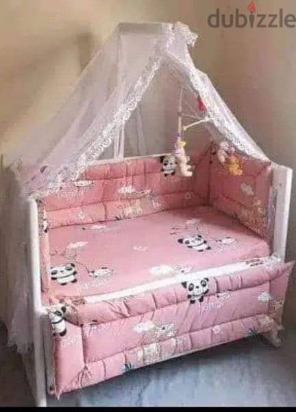 سرير اطفال خشب زان ثابت وهزاز بسعر المصنع 4