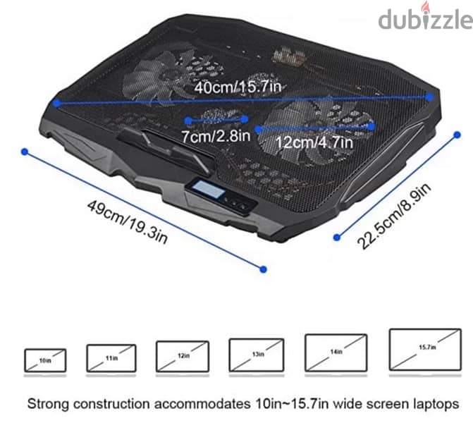بادة تبريد للابتوب ٤ مراوح مع اضاءة لون أزرق استعمال شهر واحد فقط 1