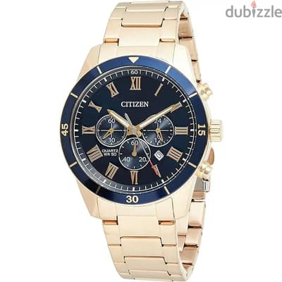 Citizen , Stainless Steel Strap - Gold Blue ساعه