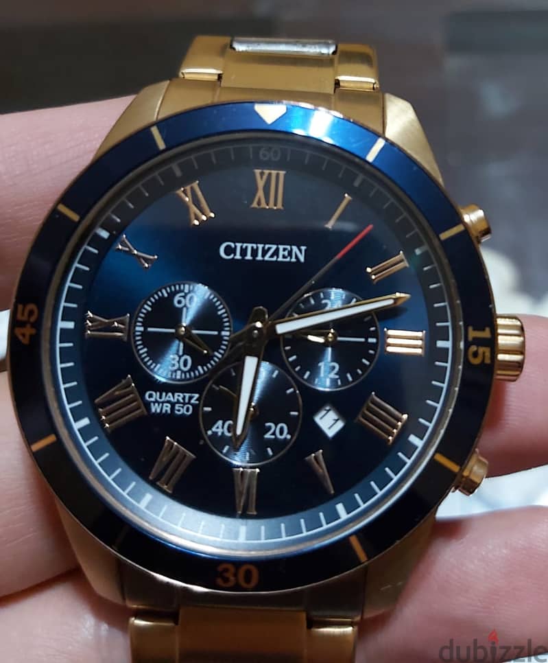 Citizen , Stainless Steel Strap - Gold Blue ساعه 1